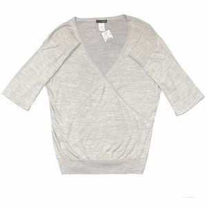 NEW J Crew Wrap Front Sweater!  Large  Silver Gray  Lightweight Silk & Cashmere